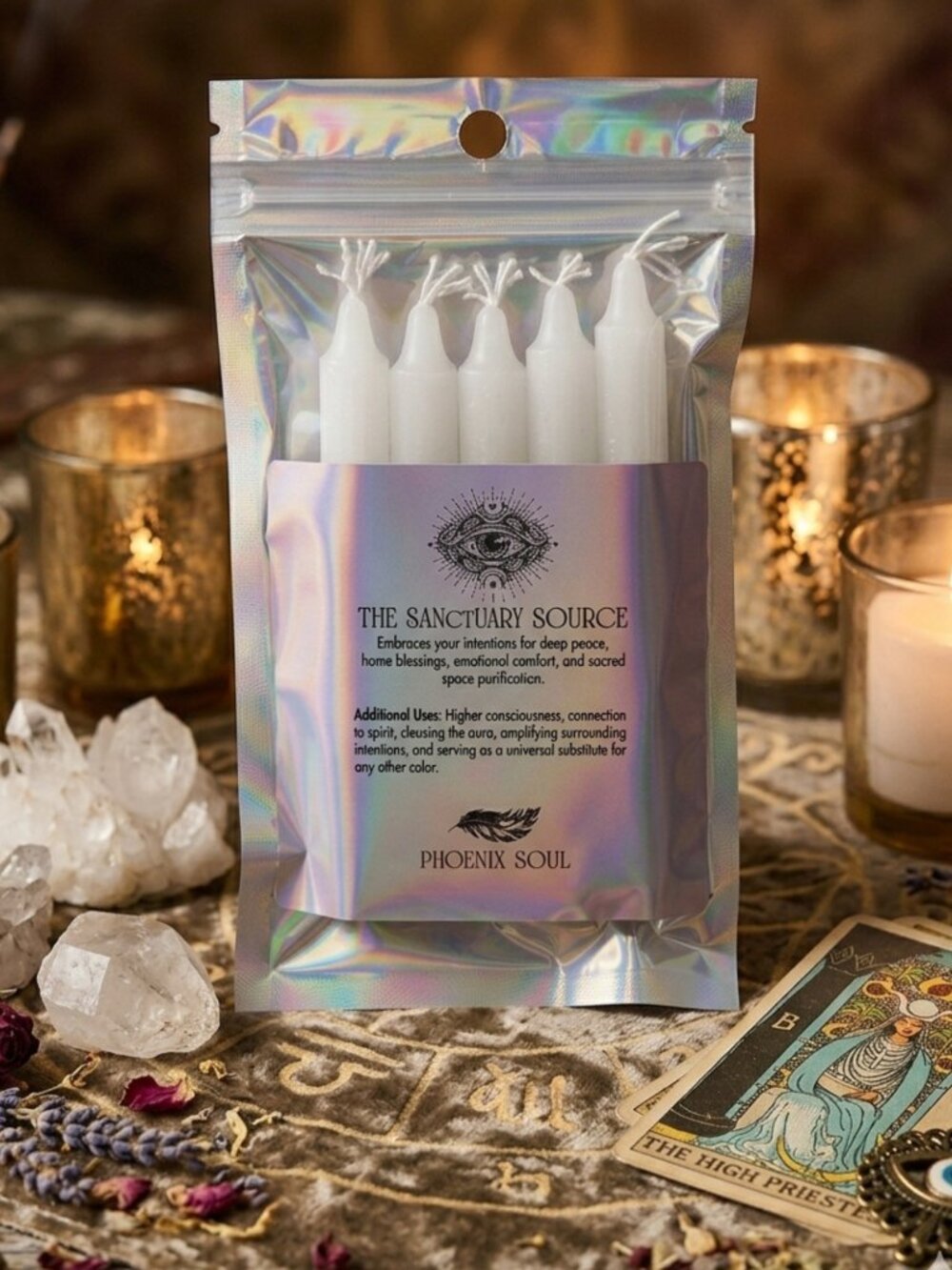 SANCTUARY SOURCE White Spell Candles Ritual Chime Candle Altar Candles Cleansing